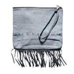 One Teaspoon WESTERN VINTAGE CLUTCH Denim with Black Fringe NWT Photo 3