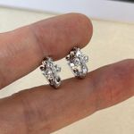 13mm CZ Cross Hoop Earrings for Men Women Streetwear Hip Hop Punk Unisex Earring Silver Photo 4