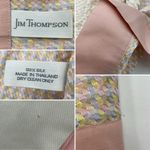 Jim Thompson Silk Scarf Woven Pastel 41" x 41" Pink Blue Yellow Green Border Photo 3