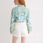 Derek Lam Blue Floral Button Up Shirt Size 10 Challis Vacation Designer $300 Photo 3