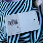 Levi's White Black and Blue Striped Ribbed Long Sleeve Turtleneck T-Shirt Photo 4