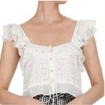 The Kooples  women’s 2 white floral &  dot embroidered ruffle sleeve crop top Photo 1