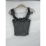 VERO MODA  Vida Extra Cropped Top Women Small White Black Ruffle‎ Smocked Photo 2
