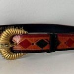 Vintage Statement Belt Womens Small/Medium Diamond Native Southwest Leather Photo 0