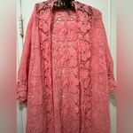 MIGUELINA Revolve Pink Scalloped Lace Crochet Pink Cover Up Small Beach Resort Photo 1