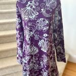 Anthropologie  Purple & Blue Floral Backless Mockneck Swing Dress Photo 1