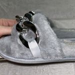 Jessica Simpson Gray Faux Fur Slide Slippers with Silver Chain Womens Size S 6-7 Photo 0