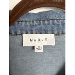 Mable Denim Romper Womens Small Collared Button Up Lantern Sleeve Blue Shorts Photo 2