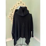Free People Small FP Beach Boho Black Sweater Cowl Neck Light Poncho Shawl Wrap Photo 6