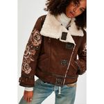 Free People NWT We The Free Andies Embroidered Vegan Leather Moto Jacket Size L Photo 11