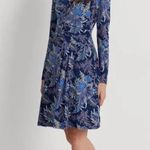 Lauren Ralph Lauren Floral Jersey Long Sleeve Dress Blue Size 8 Photo 3