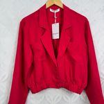 Amanda Uprichard Amanda‎ Uprichard Albany Cropped Bomber Jacket in Magenta  Size S NWT $229 Photo 3