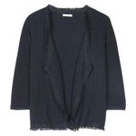 Eileen Fisher Size L Cardigan Sweater Silk Organic Cotton Simple Fringe Detail Photo 0