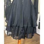 Japna  Black Metallic Ruffle Mini Dress Size M Long Sleeve Party Holiday Sparkle Photo 2