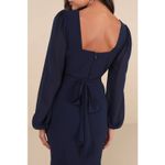 Lulus NWT Tier Elegance Navy Sheer Long Sleeve Tiered Woven Tie Maxi Dress 2X Photo 6