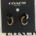 Coach Signature Gold Tone Earrings with Jewelry Bag Photo 0