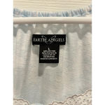 Earth Angels Nightgown Blue White Floral Sleeveless Cotton Knee Length Large Photo 3