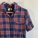 Susina Dress Red & Blue Plaid Short Sleeves Button Down Sz XS GUC Flannel Style Photo 2