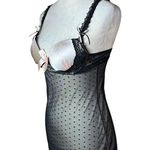 Flora’s Follies Babydoll Lace Bow Cami Black & Pink Sheer Padded Lettuce Hem Photo 3