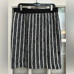 Ann Taylor Dark Navy White Tweed Vertical Stripe Pencil Skirt Size 12 Large NWT Photo 10