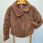 Deja Vu  mocha brown Teddy coat small collared zip Photo 0