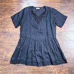 Johnny Was Biya • vintage linen mini dress oversized tunic crochet lace ruffle Photo 1