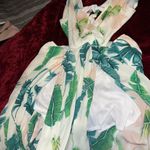 Davi & Dani White Green and Pink Floral Dress Romper Deep V Tie Back Cut Out Style Size L Photo 4