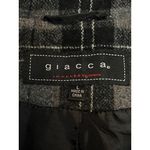 Plaid Black Gray Wool Blend Military Style Peacoat Size L Photo 2