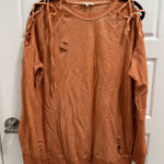 easel Distressed Tie Shoulder Sweatshirt - Sienna Photo 0