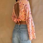 ZARA Paisley Printed Open Back Bell Sleeve Crop Top 7521 Photo 3