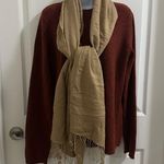 Kenneth Cole  Cashmere Silk Fringe Tassel Scarf Women’s One Size, Camel Tan color Photo 2