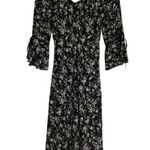 American Vintage Vintage Dark Micro Floral Whimsigoth Flutter Sleeve Midi Dress - Size 14 Photo 3