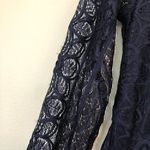 Guess  Floral Mix Lace Dress Solid Navy Blue Long Sleeve Mini Party Bodycon 0 Photo 9
