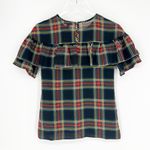 J.Crew Edie Tartan Plaid Ruffle Blouse 00 Photo 2