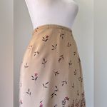 Worthington Vintage ‘00s Tan & Burgundy Floral Print Knee Length Wrap Skirt Photo 4