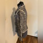 C. Wonder Asymmetric Navy & White Tweed Fringe Jacket Blazer Size: 4 Black Photo 5