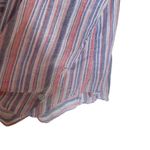Intro. Linen blend button down blouse XL striped lagen look button sleeve Pink Photo 3