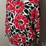 Alfred Dunner  RedBlack Festive Floral Sweater Bead Sequin Pullover Sz PL Holiday Photo 0