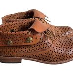 Patricia Nash Sabrina Perforated Ankle Booties Womens Size 7 Tan Foldover Cuffed Photo 2