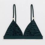 Aerie NWT Velvet Stripe Sexy Holiday Triangle Bralette Deep Forest Green Size S Photo 1