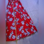 Japna  red floral maxi dress  small area at back and bottom elastic wais  long L Photo 9