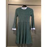 1901  green blue Long Sleeve Fit & Flare preppy Sweater mini Dress size small Photo 1