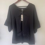 Worthington XXL Solid Black Sleek Women's Blouse Short Sleeve Flowy Photo 0