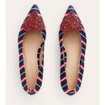 Boden USA Boden Heart Sequin Pointed Toe Flats Red Blue Striped Fabric US 12 New in Box Photo 3