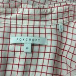 Foxcroft  Women’s Blouse White Red Tencel Rolled Sleeve Gingham Button Up Size 10 Photo 1