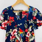 Vintage Blue Hawaii Muumuu Dress Womens Medium Blue Parrot Floral Print Cotton Photo 1