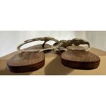 MYSTIQUE White Gold Beaded Pearl Boho Leather Thong Sandals Flip Flop Sz 8 Photo 4