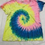 None Tie dyed women’s medium tee shirt Pink Yellow Blue‎ Green V Neck Photo 2