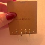 Brandy Melville white mini pearl silver Earrings Photo 0