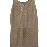 SEE U SOON BEIGE WITH GOLD DOTS LIGHTWEIGHT ROMPER LOOK MINI DRESS SMALL Photo 0